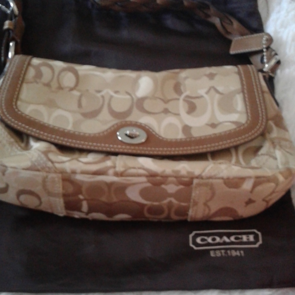 Light brown fabric coach bag  like new